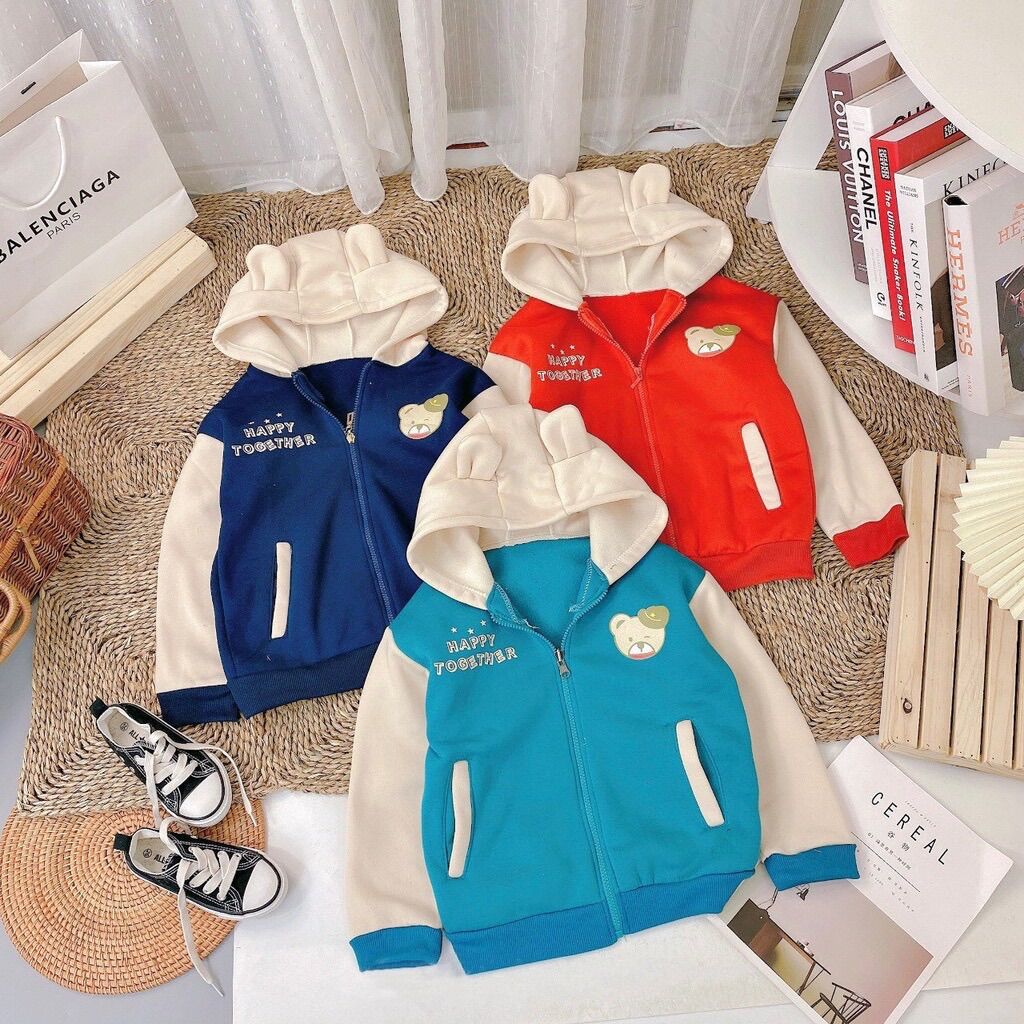 Áo khoác nỉ bóng chày cho bé trai bé gái 8-18kg