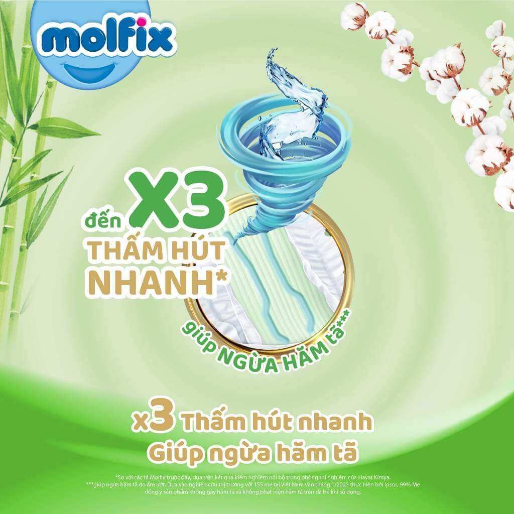 Bỉm tã quần Molfix size XXXL 28 miếng (22+6 miếng, 20-35 Kg)