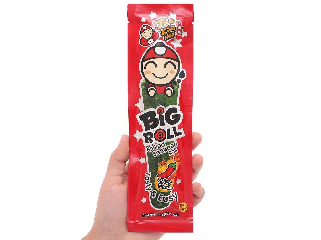 Snack rong biển Big roll vị cay 3g (hộp 6 gói)