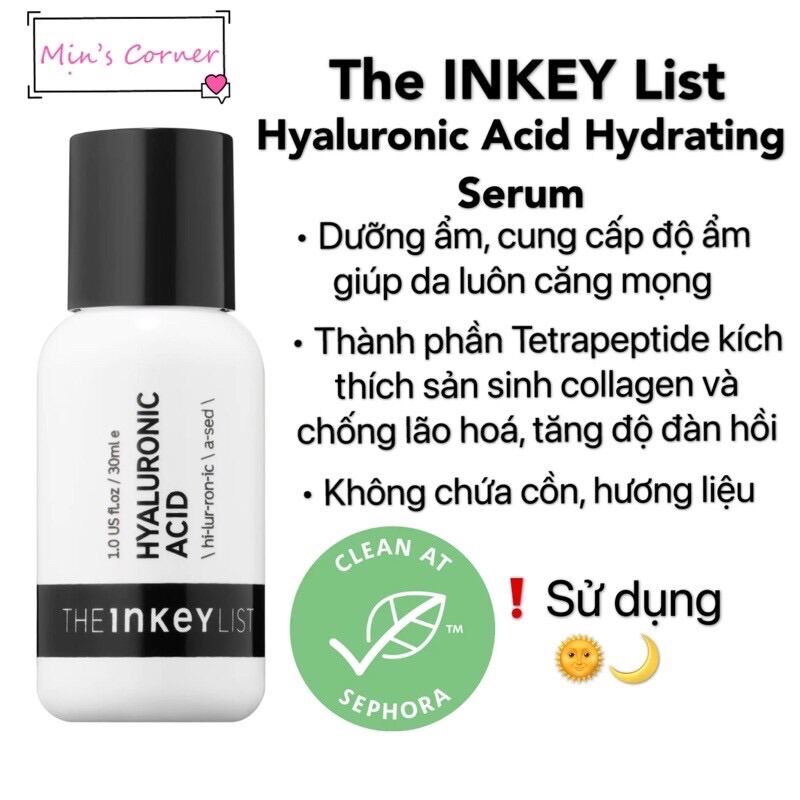 (Bill Us) Tinh Chất Cấp Ẩm Phục Hồi Da The Inkey List Hyaluronic Acid Serum 30Ml