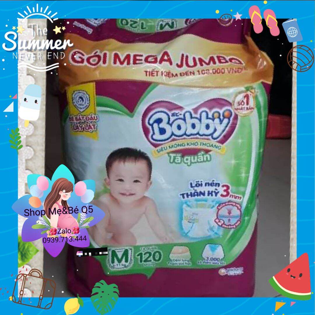 💥TÃ QUẦN BOBBY GÓI MEGA JUMBO LÕI NÉN THẦN KỲ 3MM SIZE M120 MIẾNG
