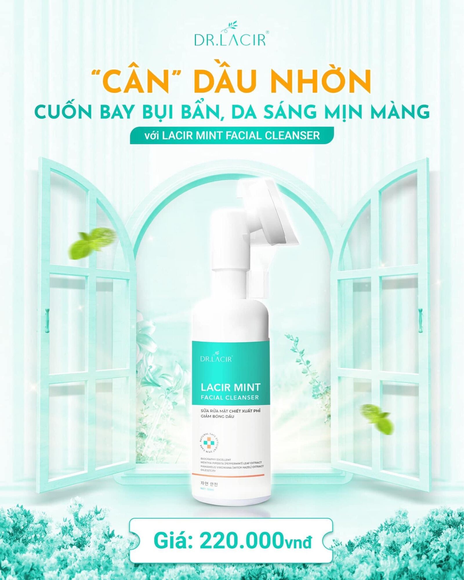 Sữa Rửa Mặt Bạc Hà Kiềm Dầu Ngừa Mụn Trắng Da Lamer care - dr.lacir