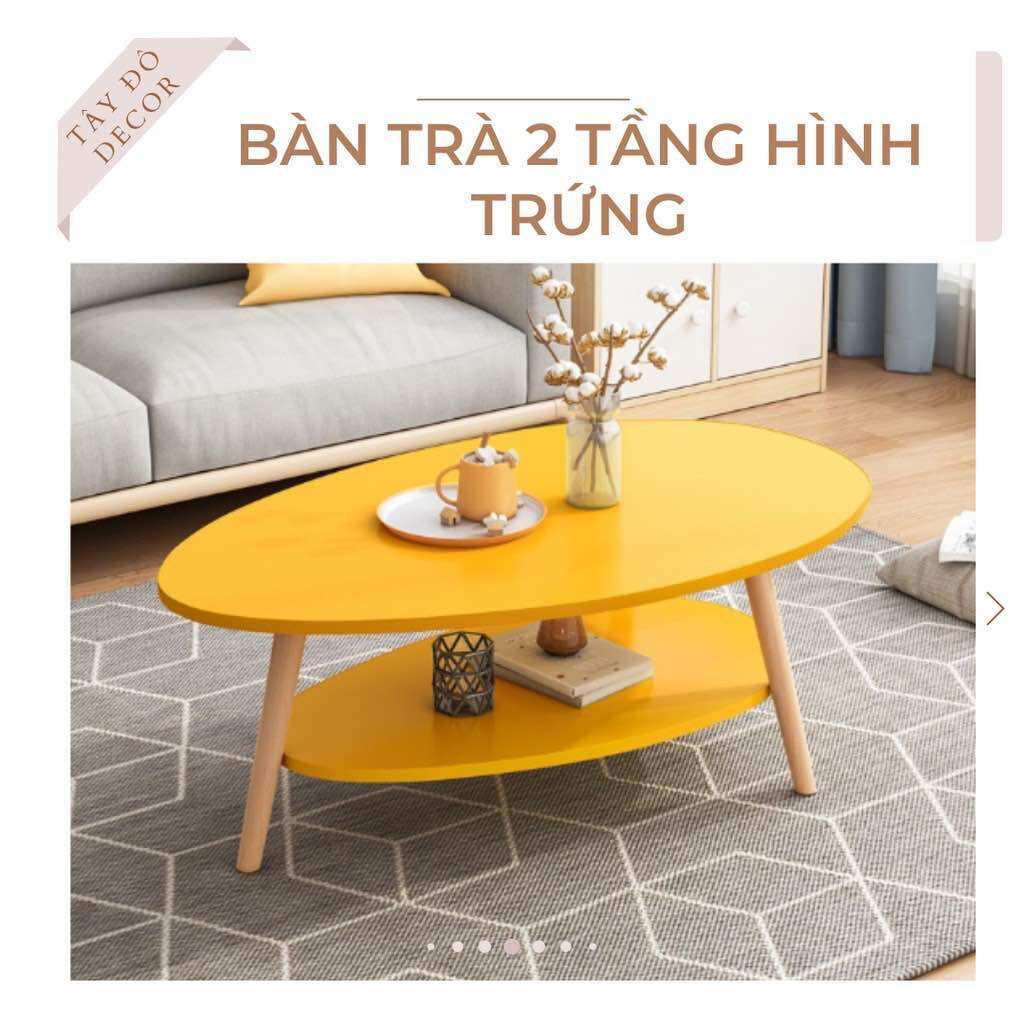 GP56 Bàn sofa hình trứng 2 tầng vàng