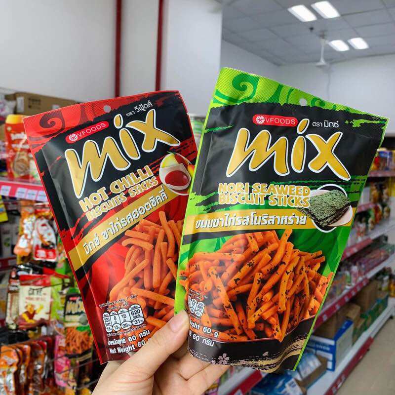 Snack Bim Bim Que Củi MIX Vfoods Thái Lan 60g Nhiều Vị