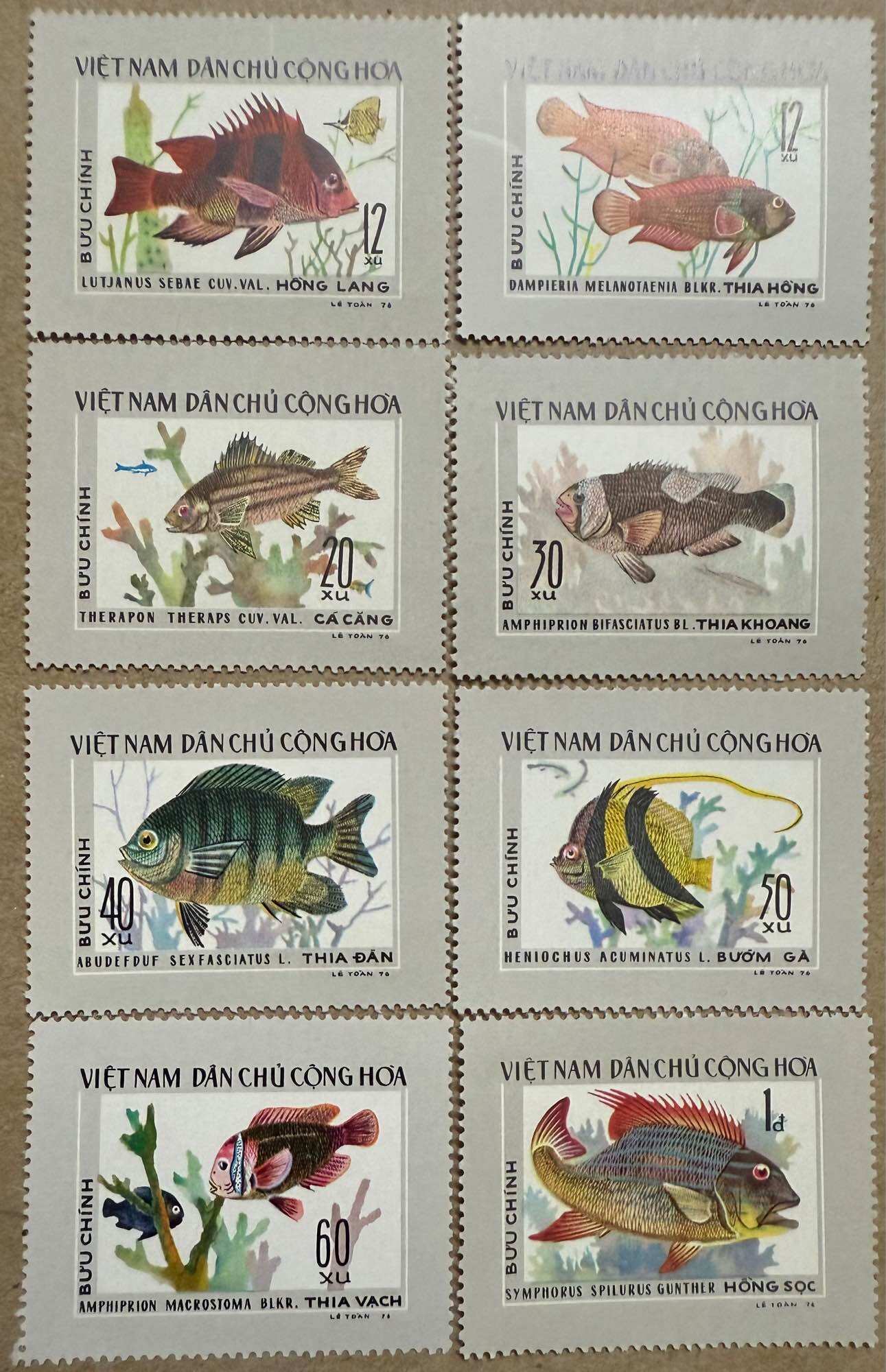 Tem sưu tập Việt Nam 1976: cá nước mặn