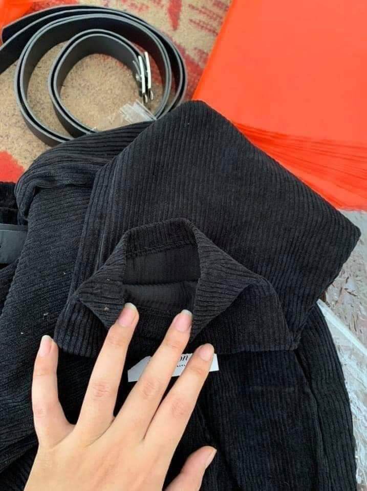 Quần vải nhung tăm kèm đai