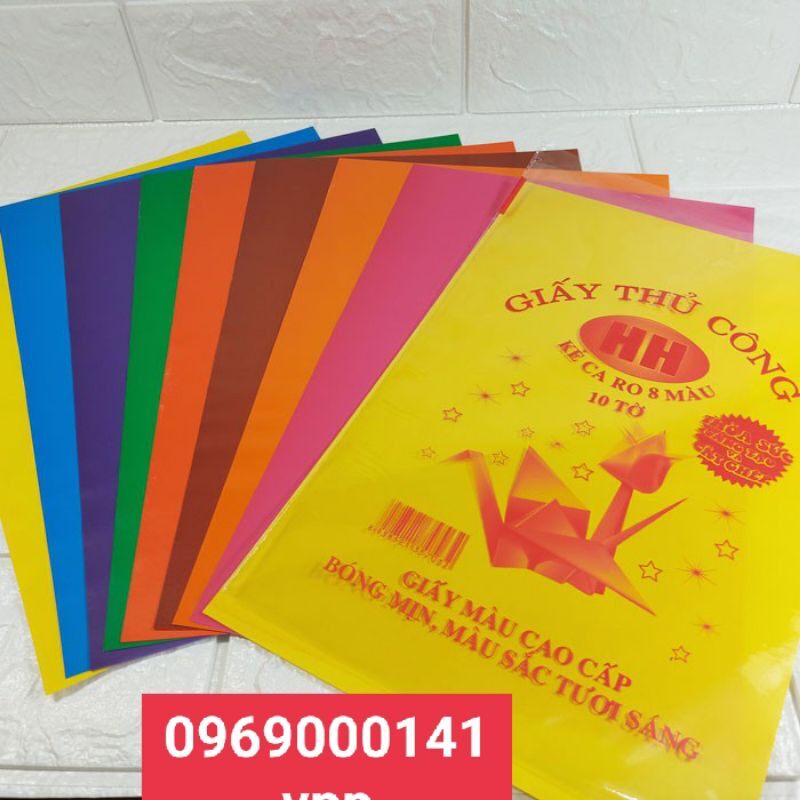 1tập giấy thủ công nhiều màu kẻ caro khổ a4