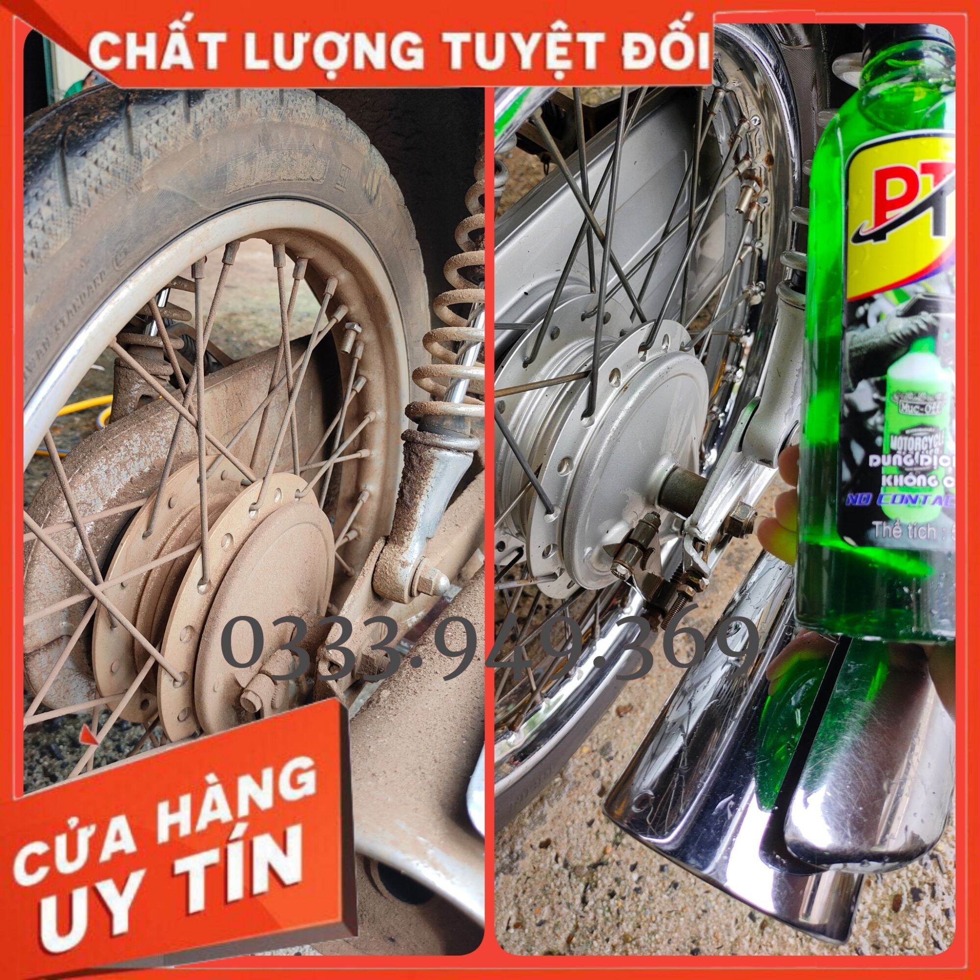 [TẶNG KÈM VÒI XỊT]Combo 3 chai dung dịch tẩy rửa đầu bò lốc máy