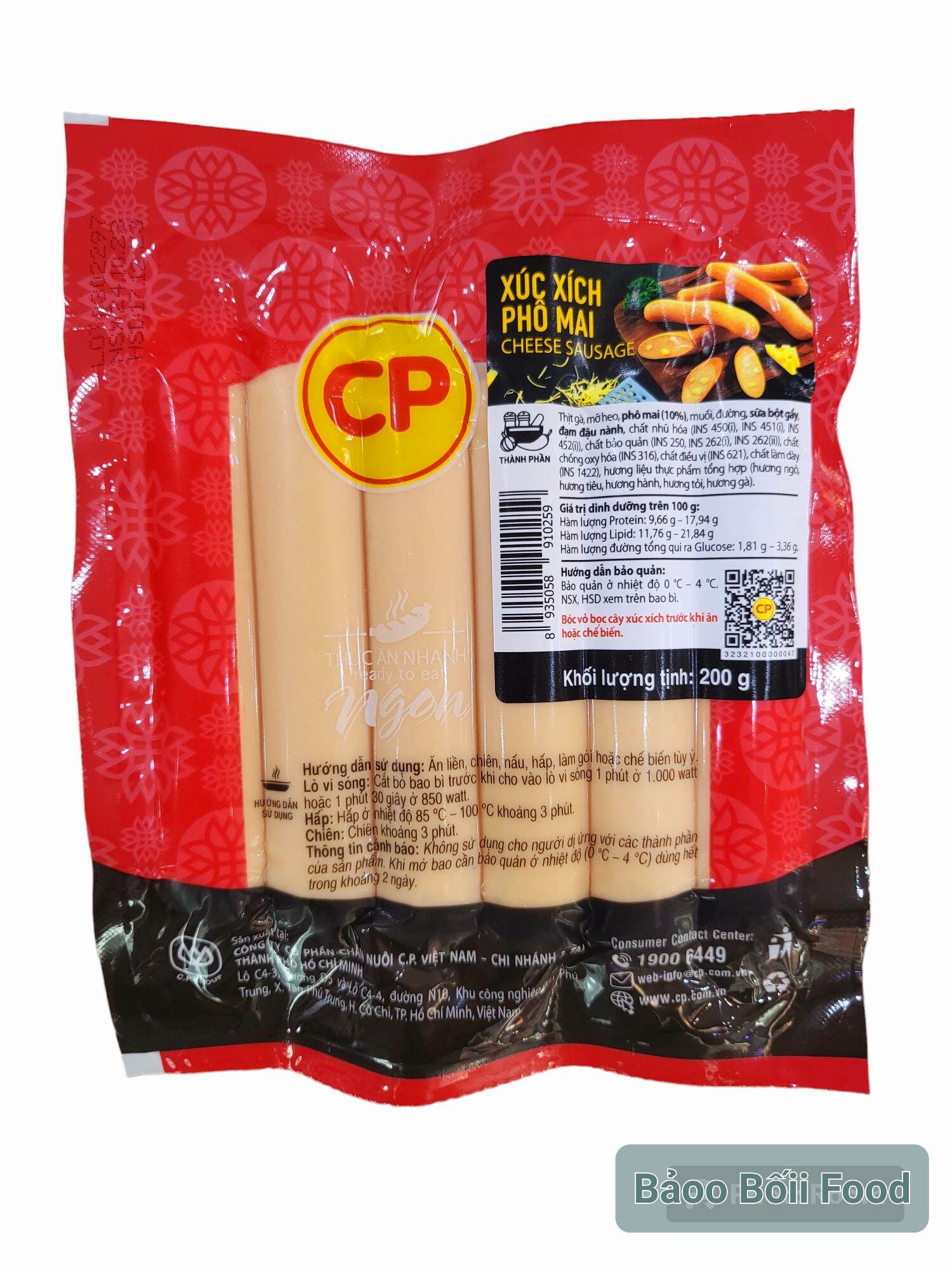 Xúc xích phomai c.p 200g 6 cây - c.p food
