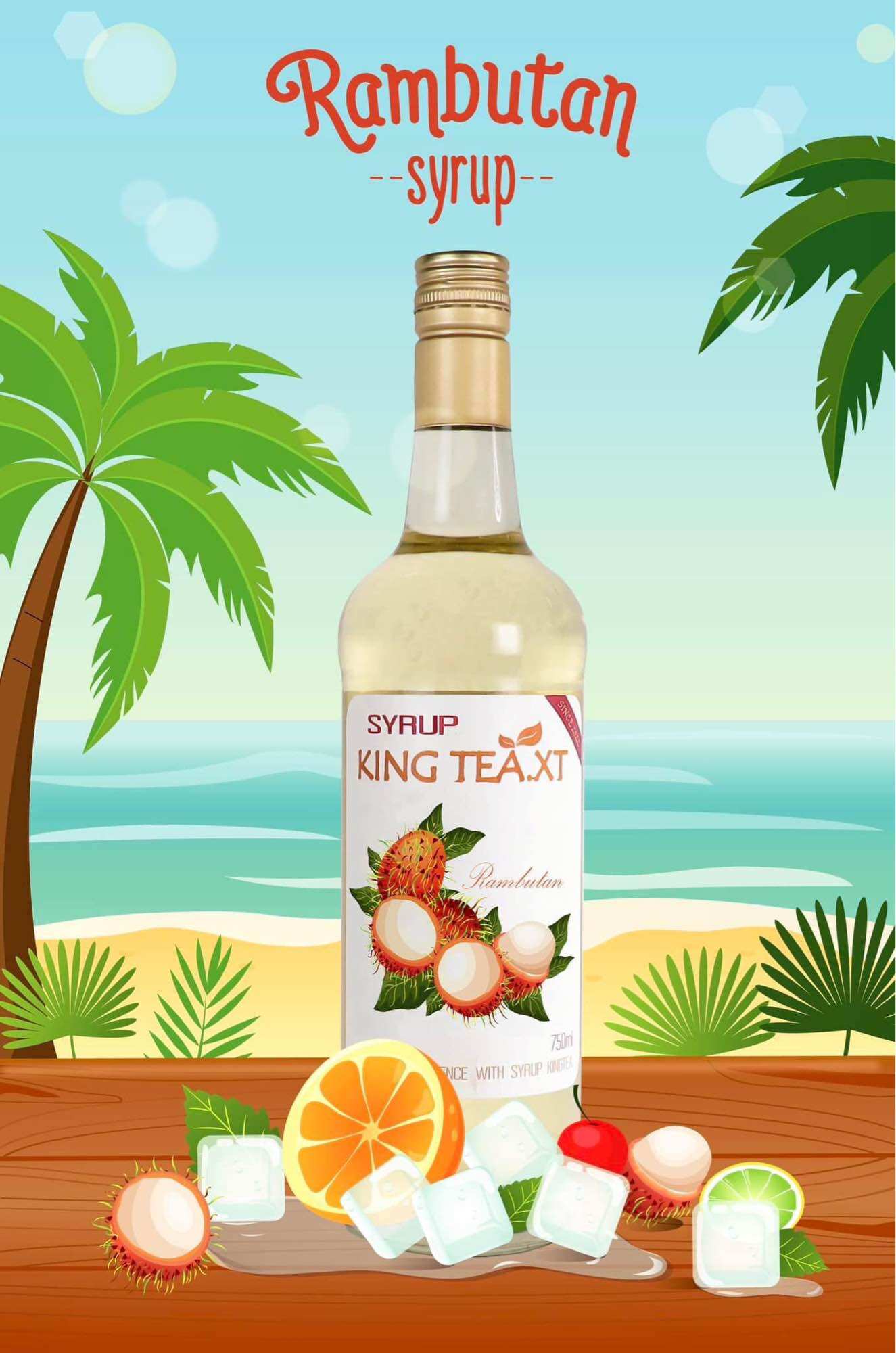 Syrup Chôm Chôm Pha Chế (Syrup Rambutan)KingTea.XT- Chai Thủy Tinh 800ml