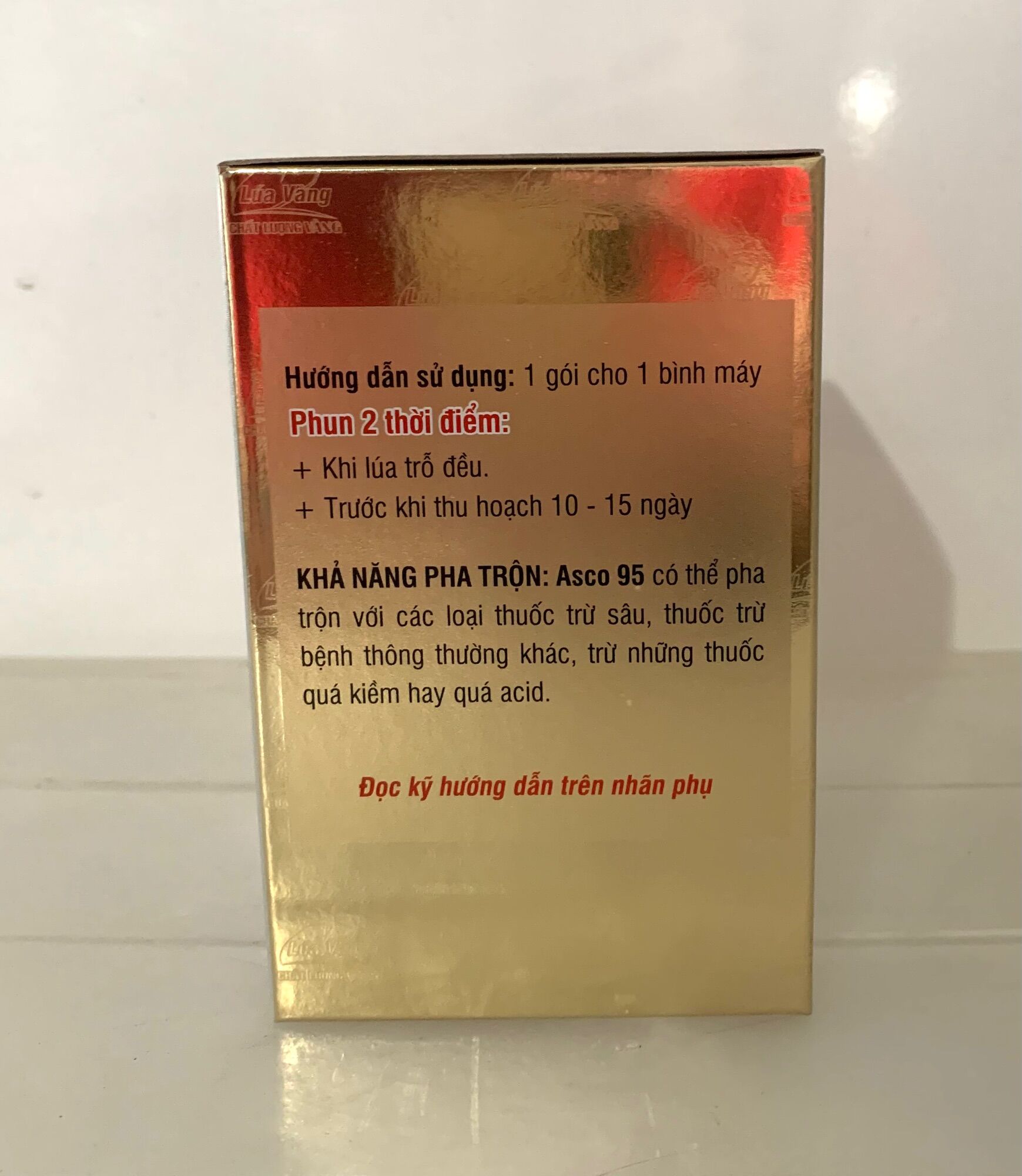 {10gói/hộp} PHÂN BÓN LÁ VÔ GẠO LÚA VÀNG 19g - Kali Hữu Cơ Asco 95