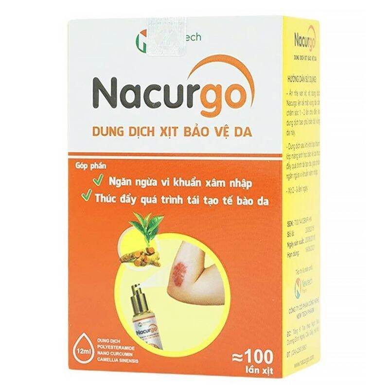 Dung dịch xịt tạo màng sinh học bảo vệ da tổn thương Nacurgo
