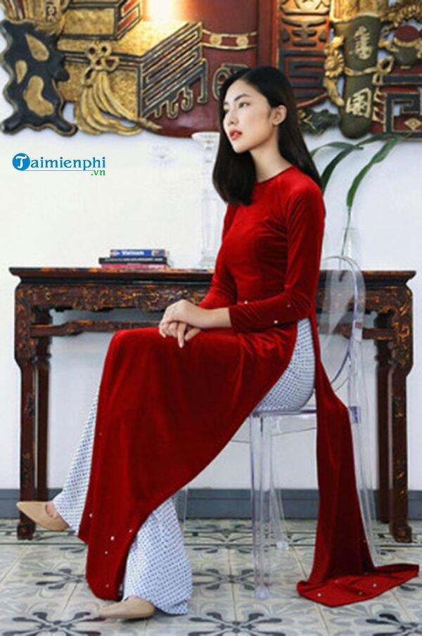 Áo dài nhung cao cấp chỉ 235 k 1 áo.359k .cả bộ quần nhung
