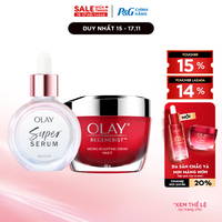 Combo 2 SUPER SERUM OLAY SỨC MẠNH TỪ 5 DƯỠNG CHẤT TRONG 1 - Chai 30ML Và Kem Dưỡng Ẩm OLAY REGENERIST Ban Đêm 50G