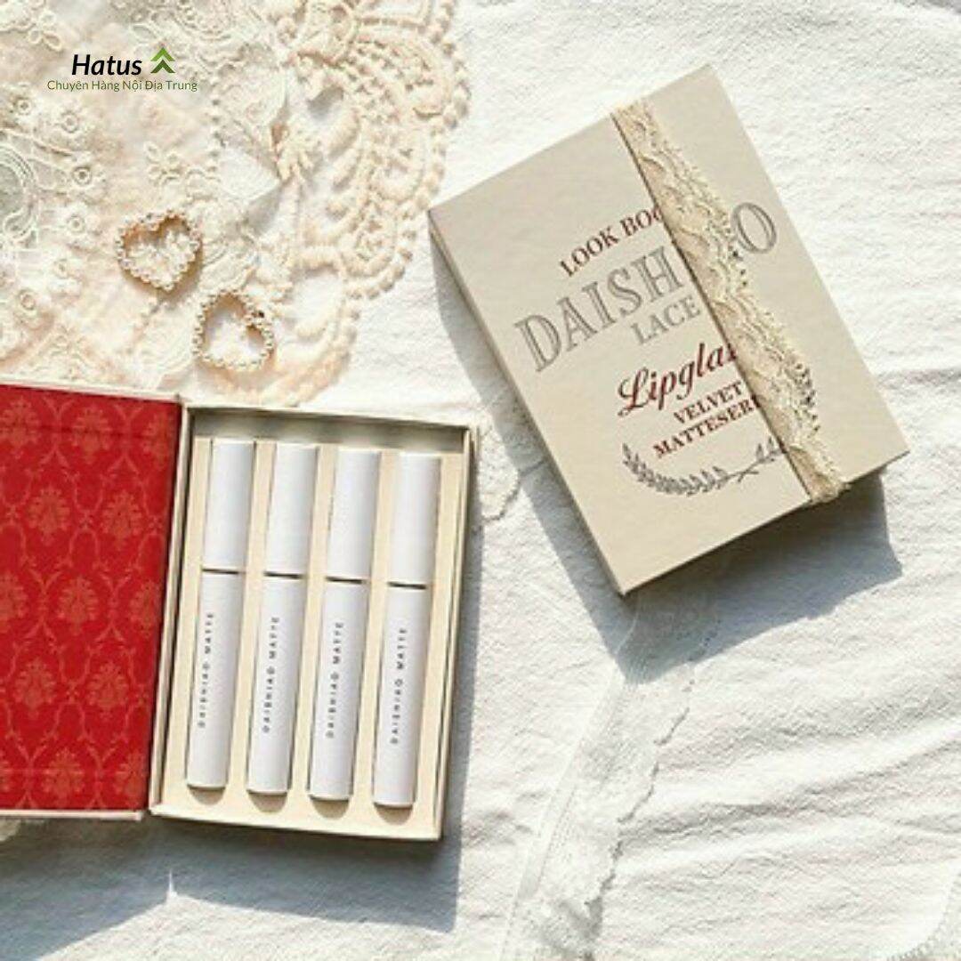 Set 4 son kem lì look book ren daishiao màu siêu đẹp cực lâu trôi- set son 4