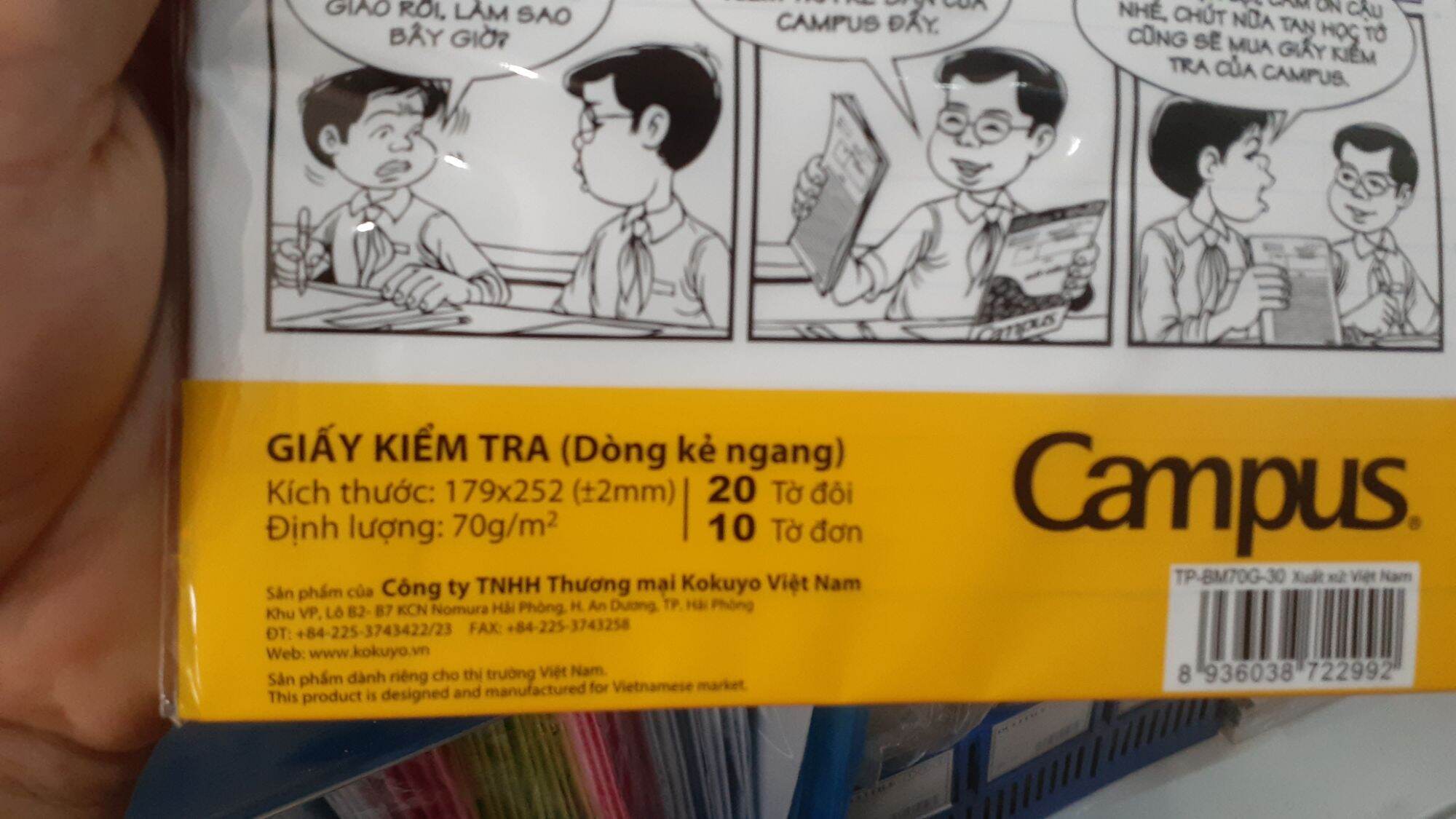 Giấy kiểm tra cấp 2 campus 20 tờ đôi+10 tờ đơn