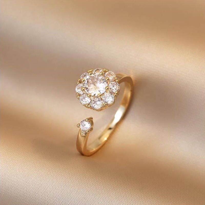 Nhẫn bạc mạ vàng ổ đá hoa - Qq2burs