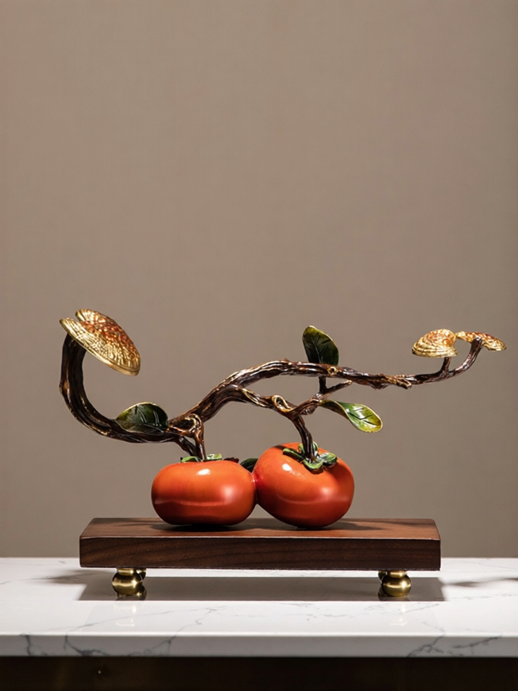 New Chinese Lucky Persimmon Brass Desk Ornament