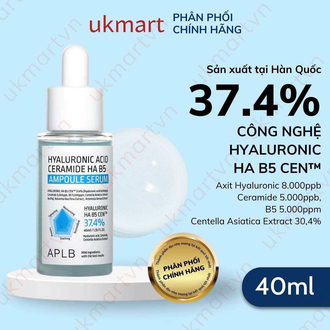 Serum Dưỡng Ẩm Phục Hồi Da Căng Bóng APLB Hyaluronic Acid Ceramide HA B5 Ampoule Serum 40ml