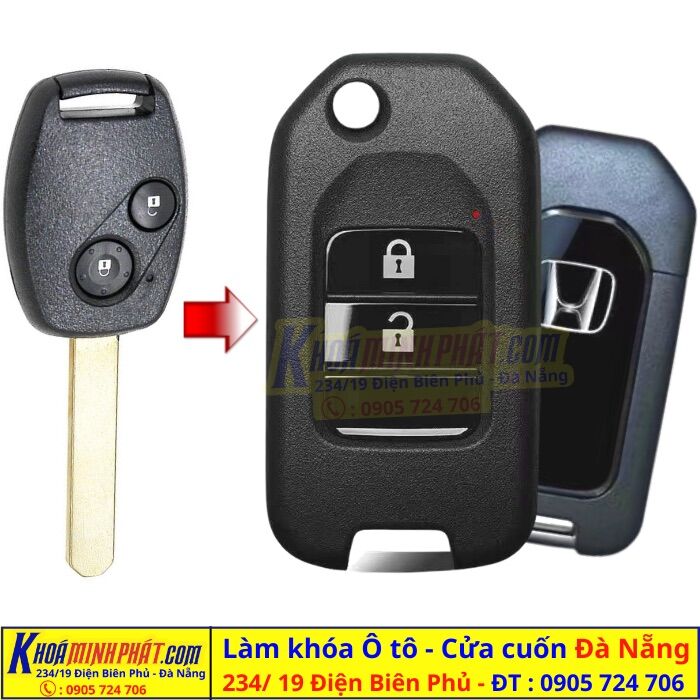 Vỏ Chìa khoá Độ gập Honda Civic, CRV, City V32.2 Nút