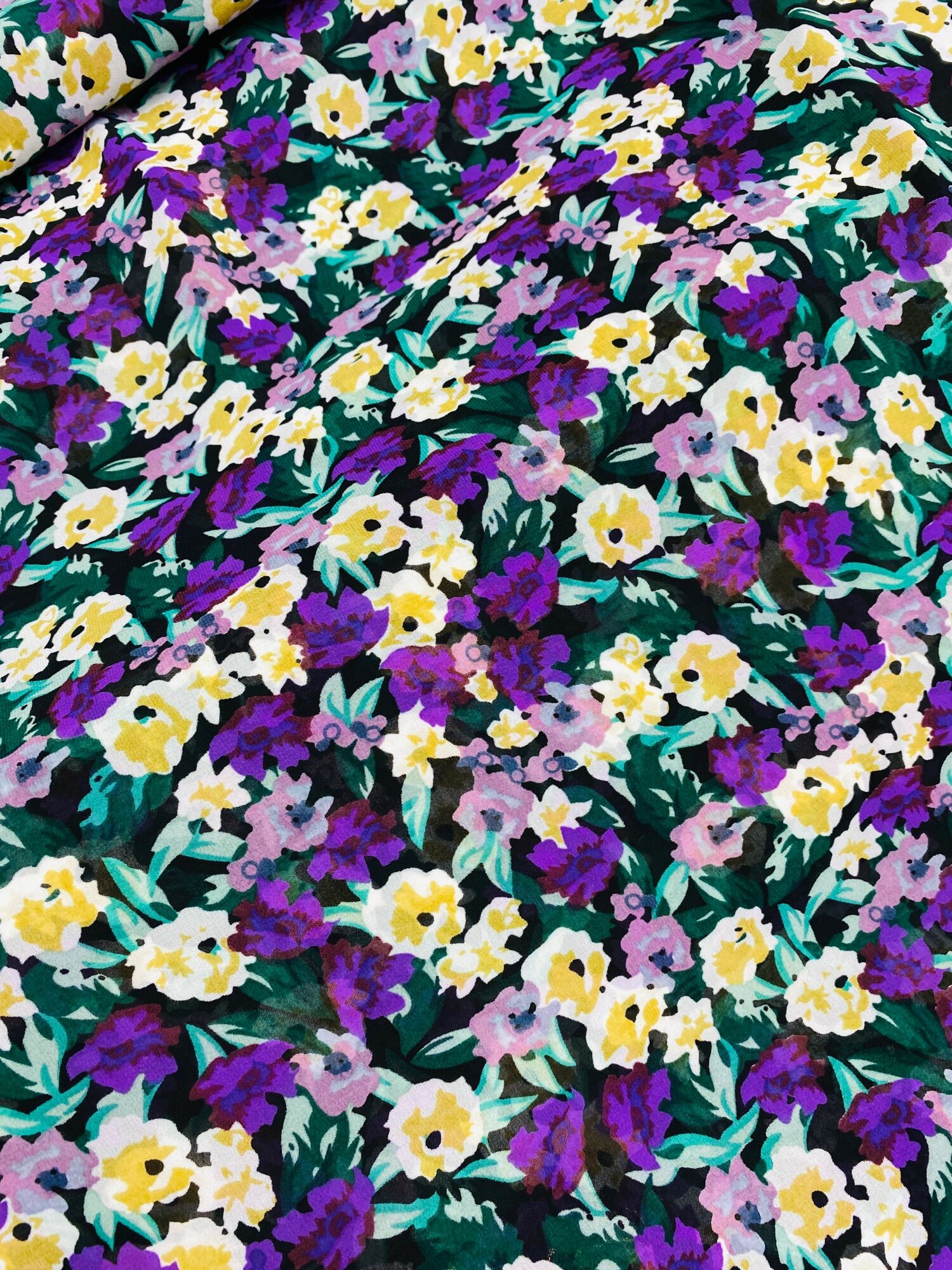 Vải voan chiffon hoa đều MS1158