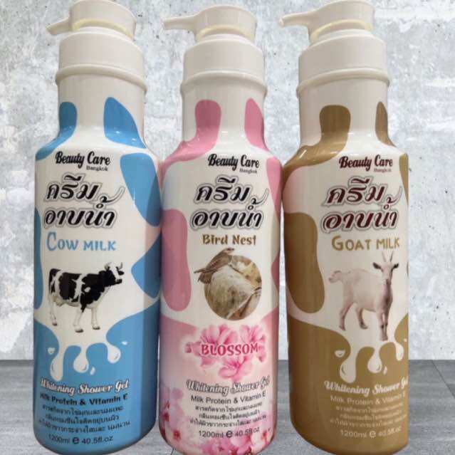 Sữa tắm dê thái beauty care 1200ml, trắng thơm nức mũi với tinh chất sữa dê và vitamin e, hàng chính hãng