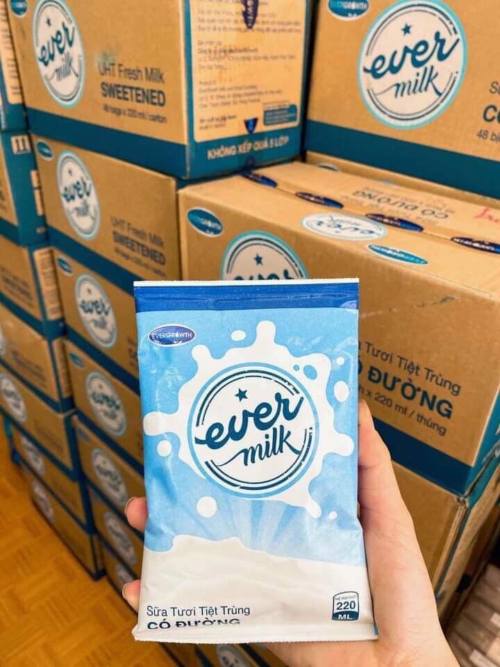 24 bịch sữa tươi có đường ever milk 220 ml 2/22