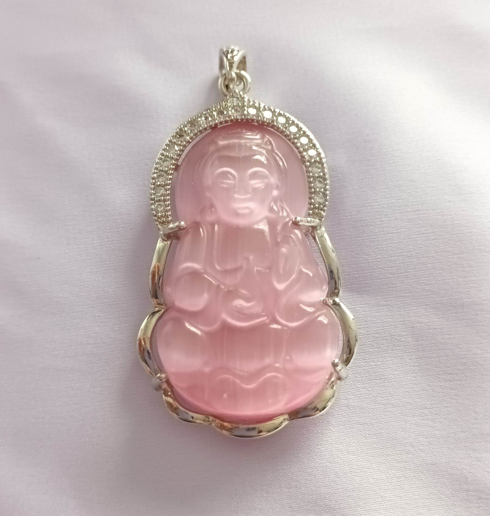 Mặt dây chuyền Phật Bà bọc bạc ý đính đá bình an mặt đẹp thời trang Thuylamshop