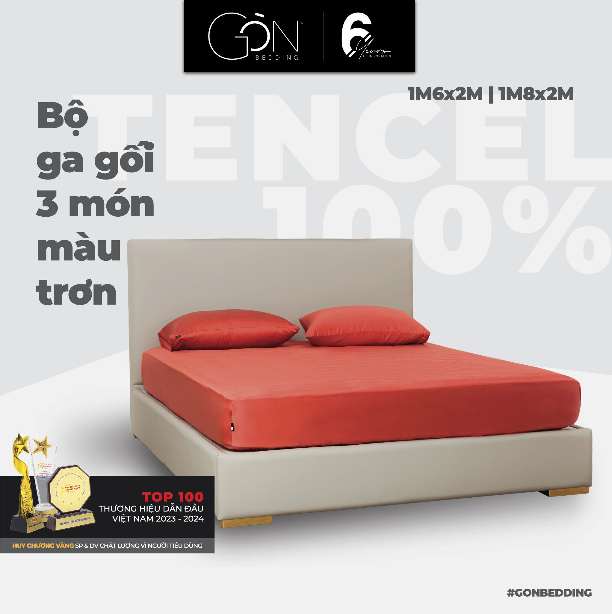 Bộ Ga Gối 3 Món Gòn Bedding Lụa Tencel 60s Màu Trơn Cao Cấp 1m6x2m | 1m8x2m