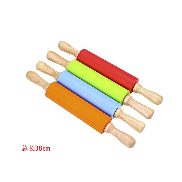 Cây lăn bột silicon chống dính cán gỗ