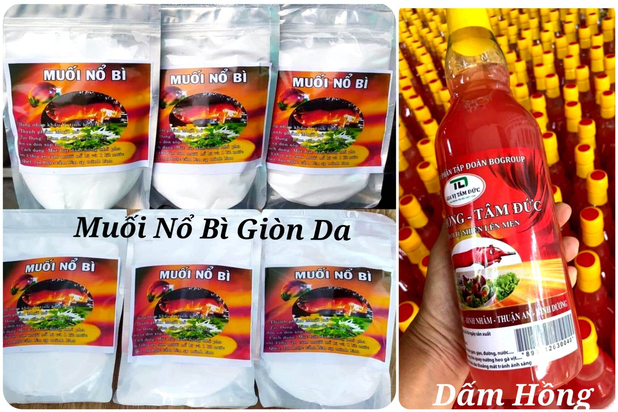 Combo: 1kg Muối Nổ Bì + Dấm Hồng