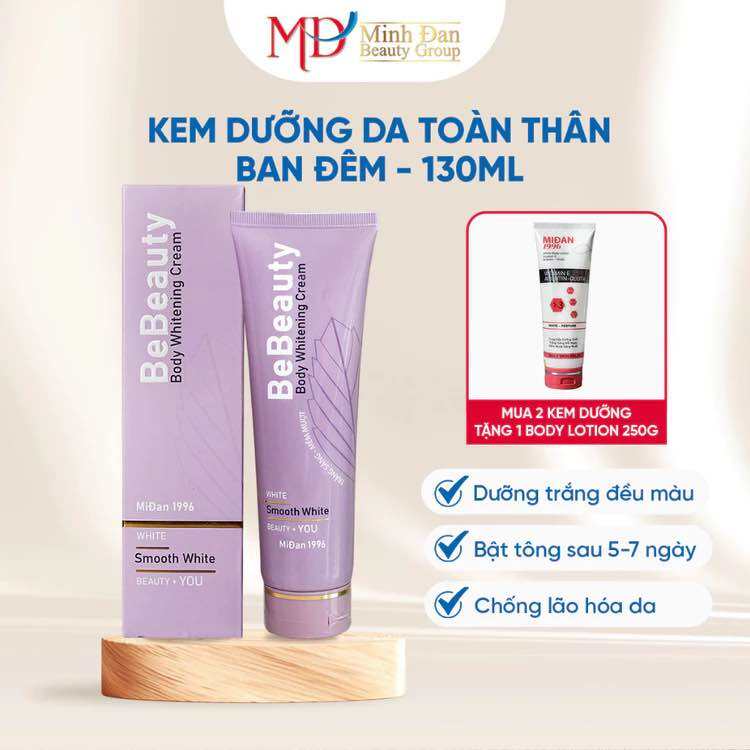 Kem dưỡng da toàn thân ban đêm BeBeauty Body Whitening Cream Night - Minh Đan Beauty Group - 130ml [