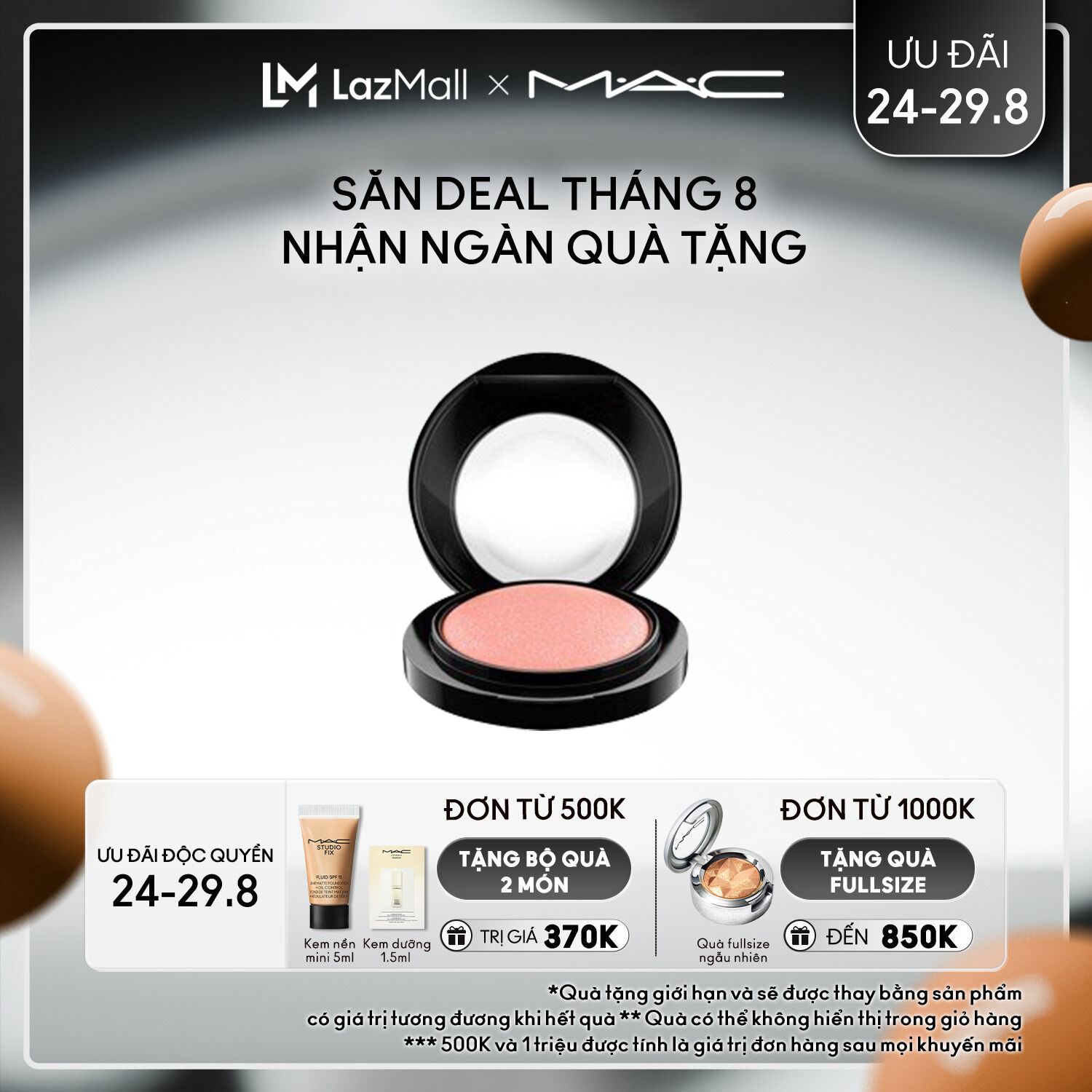 [ƯU ĐÃI 24-29.8] Phấn má hồng mềm mịn lên màu chuẩn và chứa khoáng chất nuôi dưỡng da MAC Mineralize Blush 4g