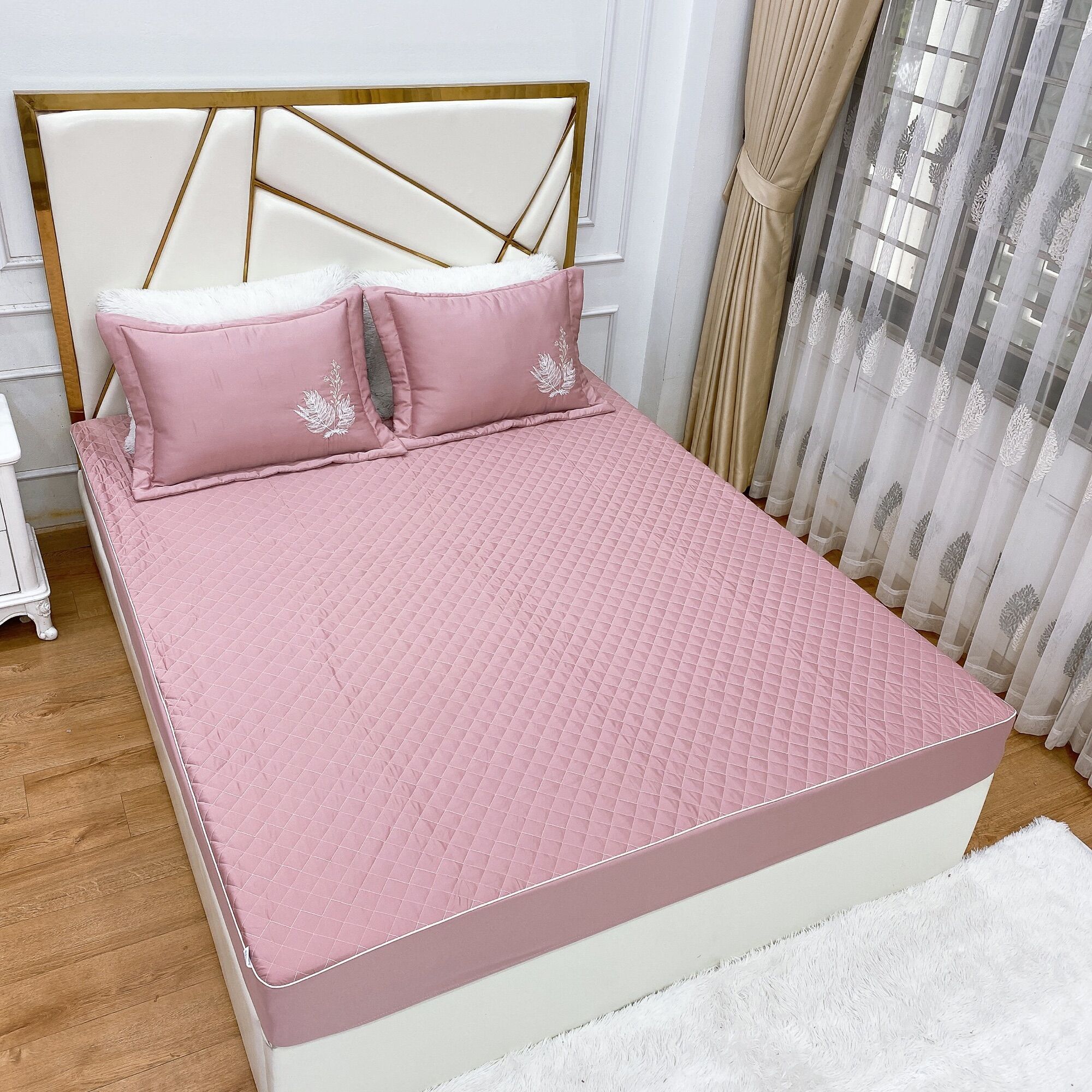 Ga trần bông kèm hai vỏ gối nằm chất phi lụa