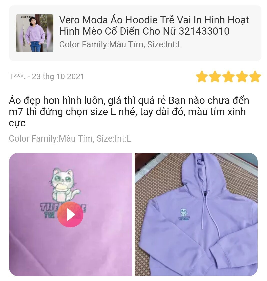 Thanh lý áo nỉ Vero Moda size M màu tím