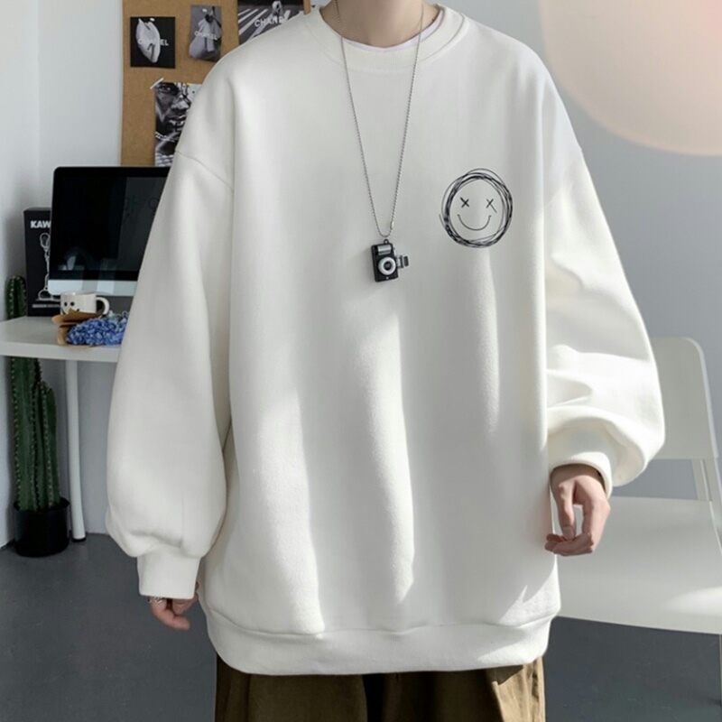 Áo Hoodie Chui Đầu Cổ Tròn Dài Tay Mùa Thu Áo Oversize Rộng Rãi Thương Hiệu Sành Điệu Nam Áo Khoác Nổi Bật Đường Phố Đẹp Trai Sành Điệu Instagram