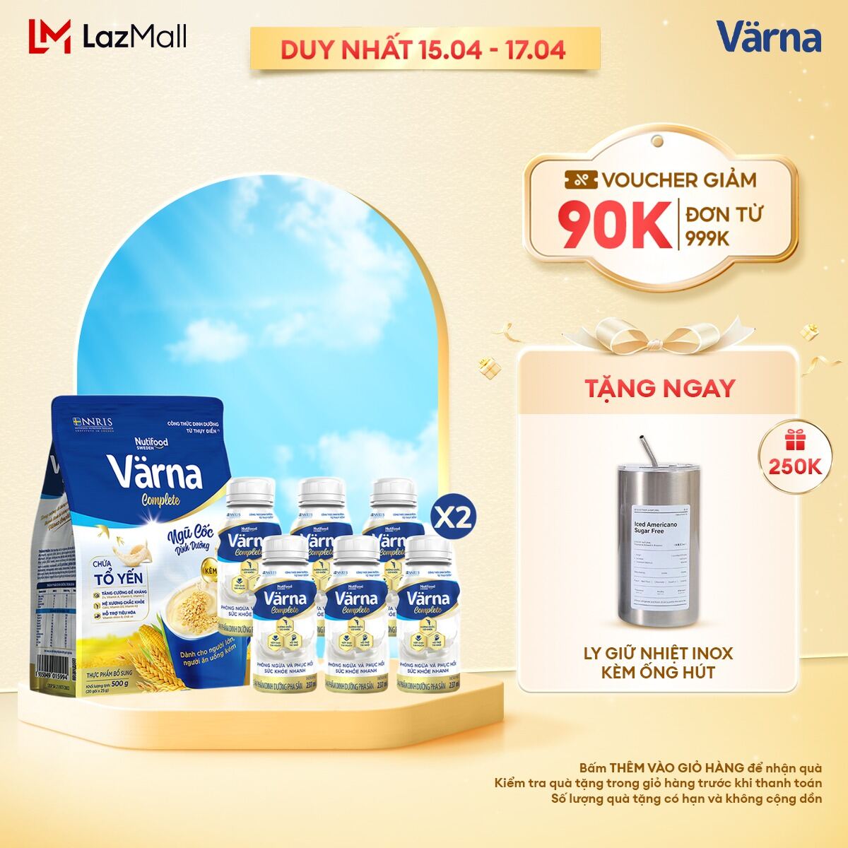 Combo 2 lốc sữa bột pha sẵn Varna Complete (12 chai x 237ml) và Ngũ cốc dinh dưỡng Varna Complete