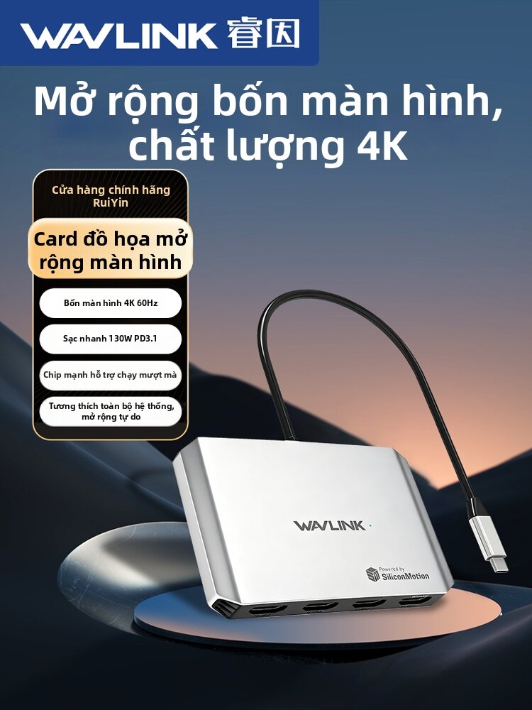 Wavlink | Multi-screen Expansion 4K Quick Charging Graphics Card Giá 3,064,000 Đồng*Miễn phí vận chuyển