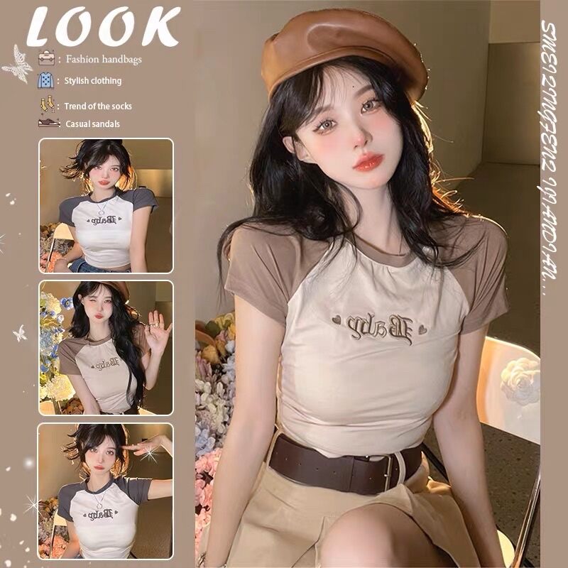 Áo croptop kiểu thêu chữ xinh lung linh bb1