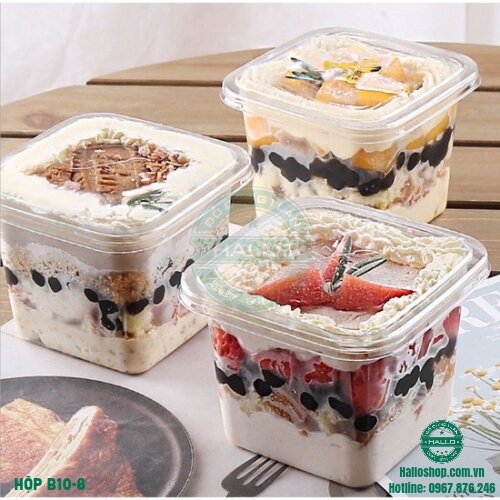10 Hộp bánh B10-8 đựng bánh kem,bánh mousse,bánh Tiramisu
