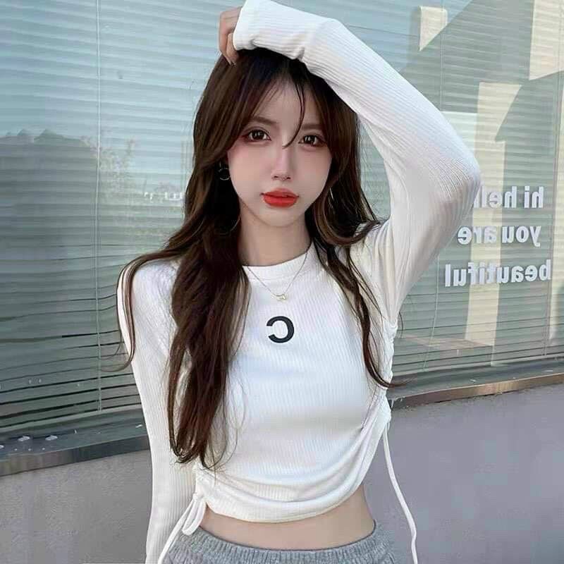 Áo croptop rút dây hai bên thêu chữ from dưới 50kg