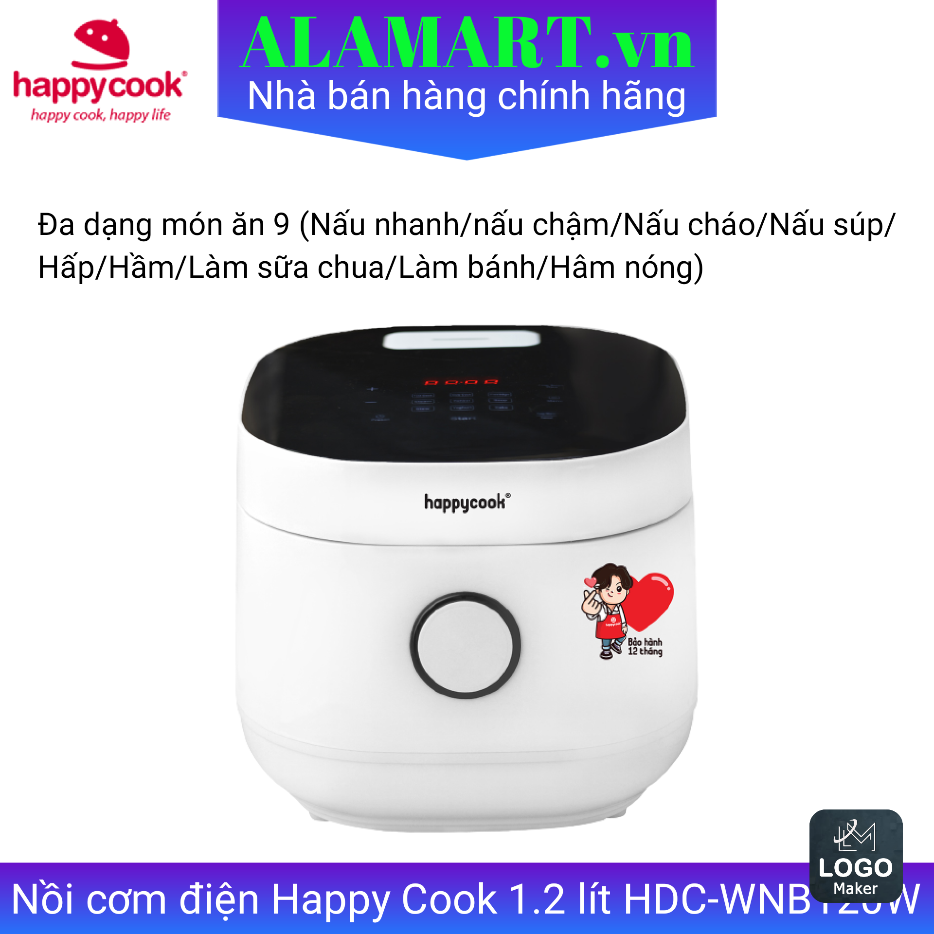 Nồi cơm điện Happy Cook 1.2 lít HDC-WNB120W