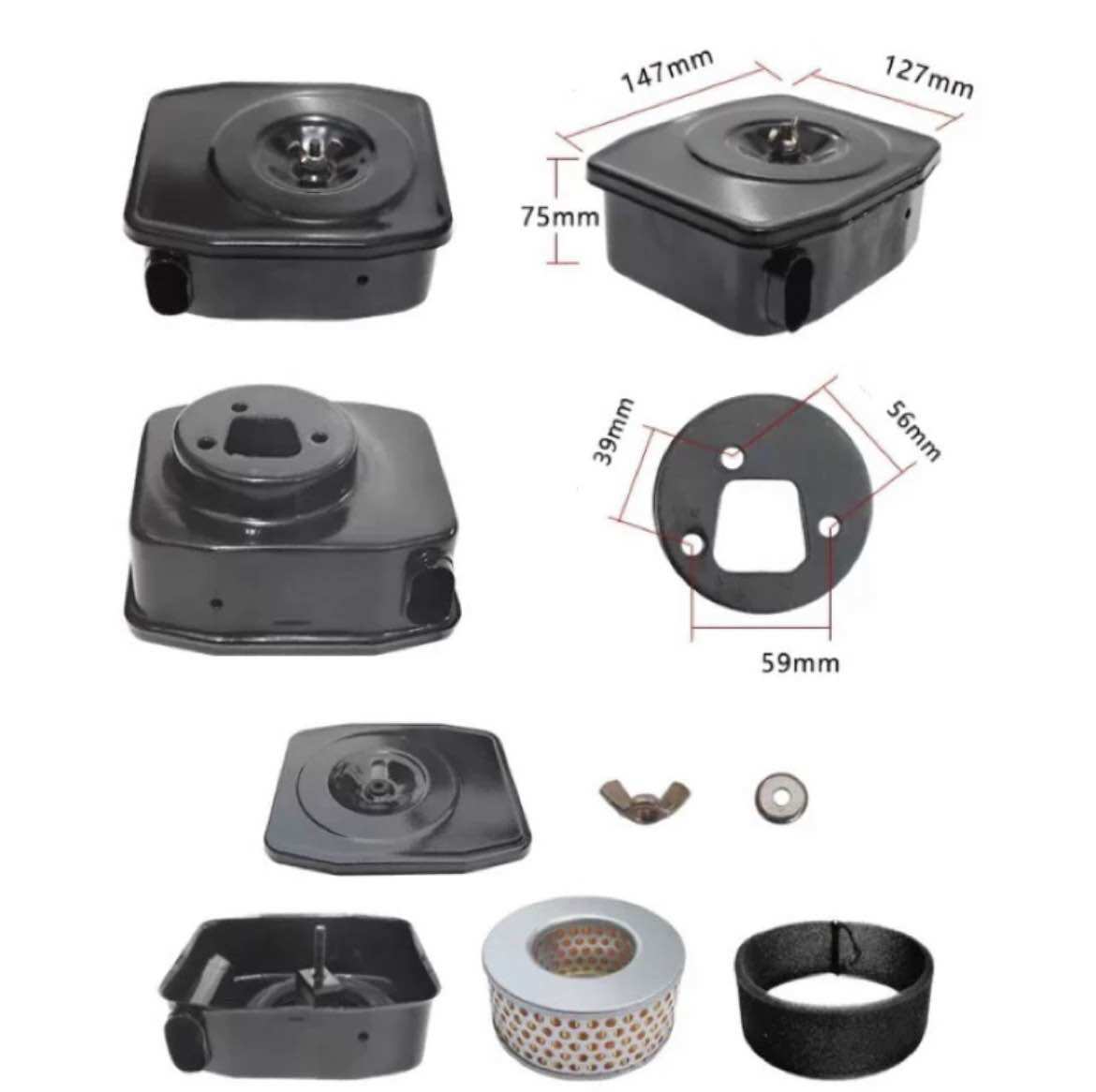 Bộ Lọc gió Bô E Bộ lọc không khí cho máy dầu 1-3kw;  4-8kw L40 L48 L50 L60 L70 170f 173F 178F hàng cao cấp