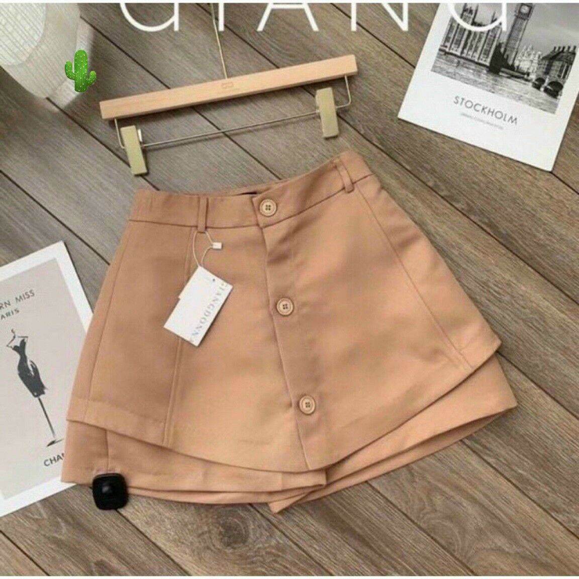 CHÂN VÁY KAKI NÚT PHỐI GIẢ QUẦN
