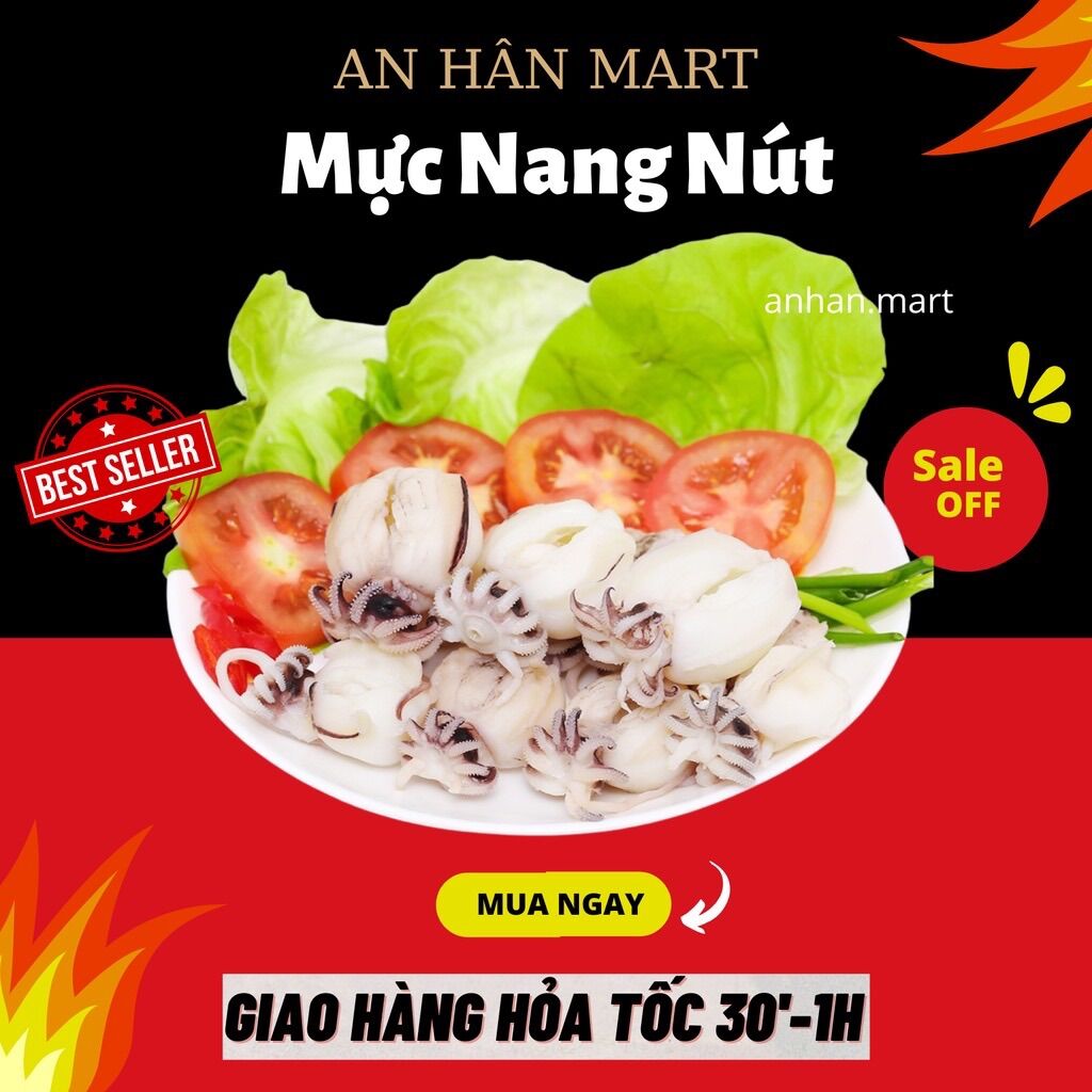 Mực nang nút làm sạch nhúng lẩu, chiên nướng 500g
