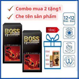 Bao cao su Boss 4in1 Long Shock hộp 12 kéo dài thời gian chính hãng