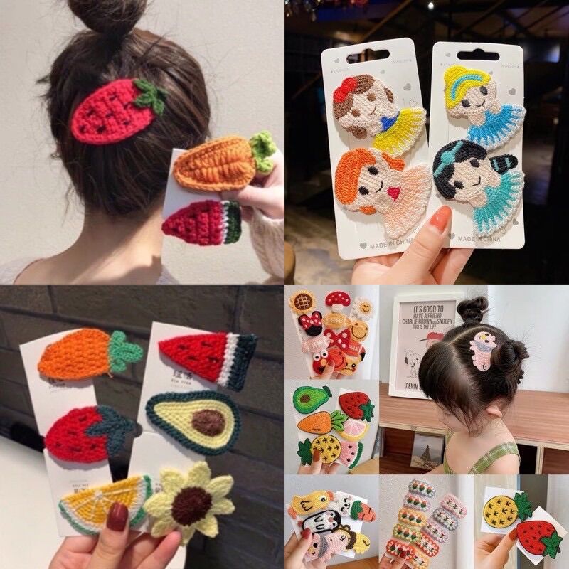 Kẹp mái len móc hình trái cây kute