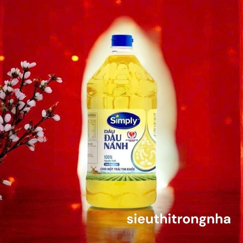 Dầu Simply Đậu Nành 2L 100% chiết xuất từ đậu nành_Giàu Omega 3_6_9 Bảo vệ tim mạch