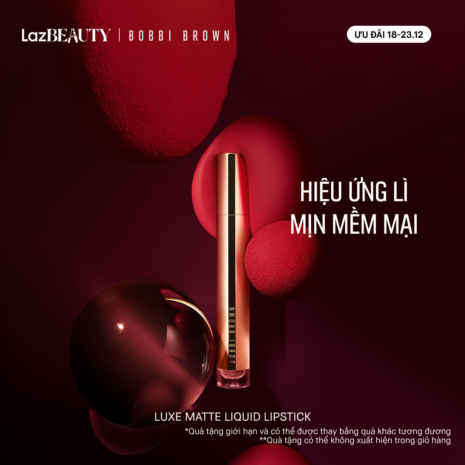   ƯU ĐÃI 18-23.12  Bobbi Brown Luxe Matte Liquid Lipstick | Son kem lì giàu dưỡng chất son mềm mại như bông với finish mờ lì 