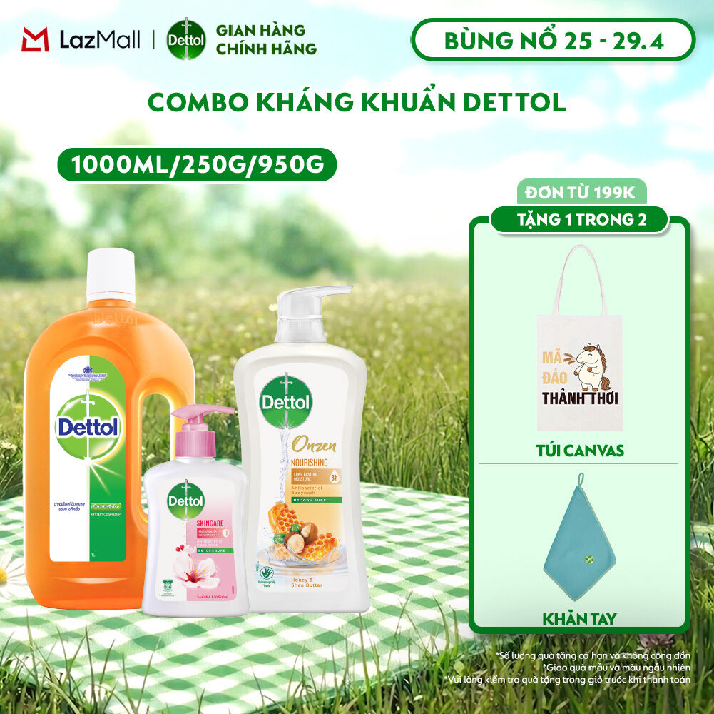 Combo Kháng Khuẩn Toàn Diện: Dung Dịch Diệt Khuẩn Đa năng 1L + Sữa Tắm Kháng Khuẩn Dưỡng Thể 950g + Nước Rửa Tay 250g